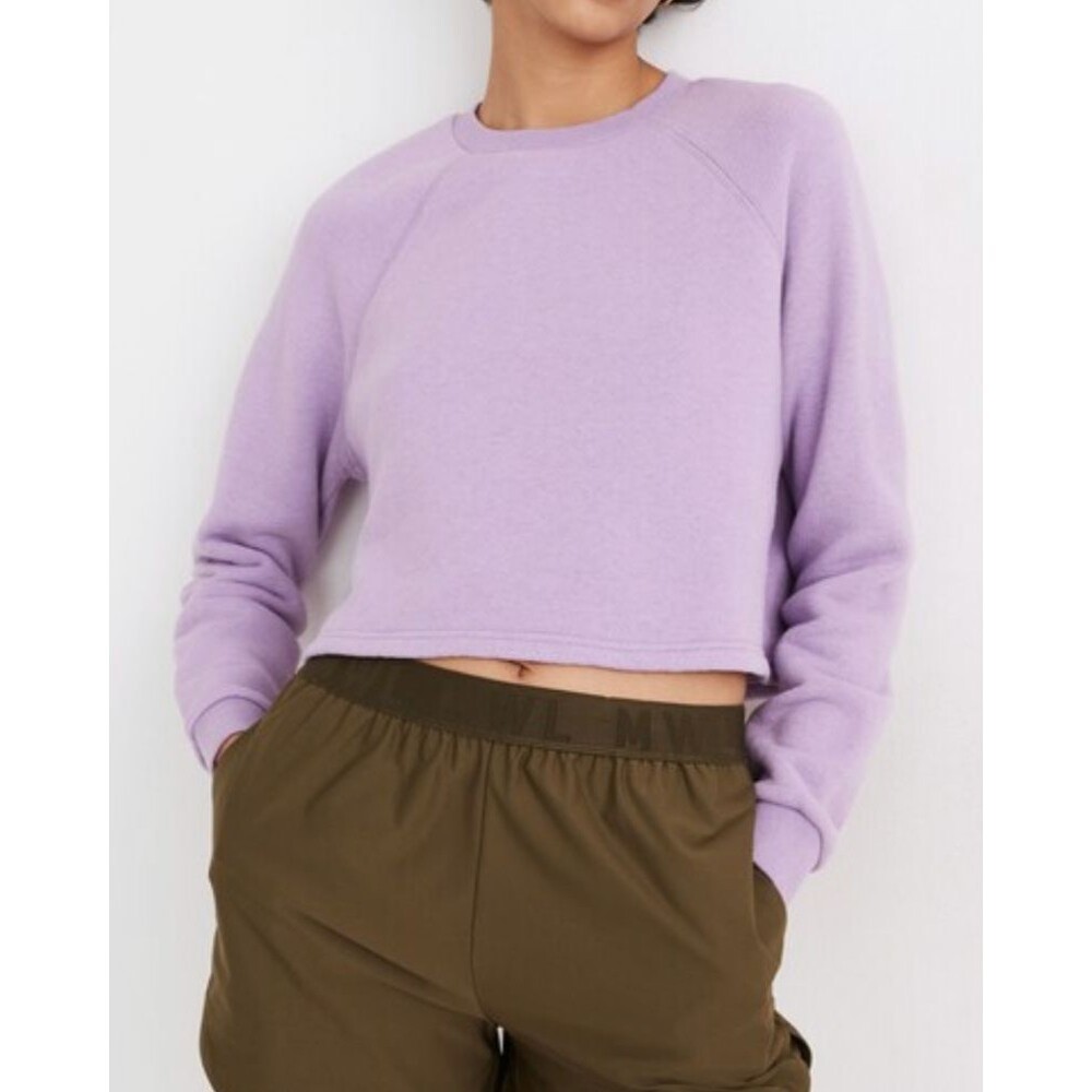 Madewell Airyterry Cropped Sweatshirt Heather Bright Violet Cotton Crewneck sz L